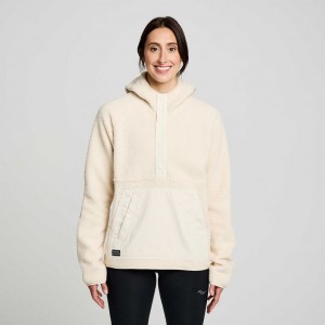 Beige Saucony Recovery Sherpa Pullover Women's Hoodie | USA WXHNME