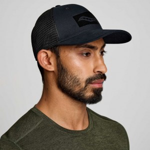 Black Saucony Adjustable Snap Back Men's Trucker Hats | USA CIBHUJ