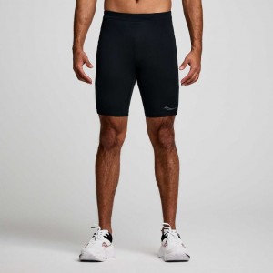 Black Saucony Fortify Lined Half Men's Tight | USA ZMRWFE