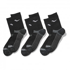 Black Saucony Inferno Cushion Mid 3-Pack Men's Socks | USA JPUQYV