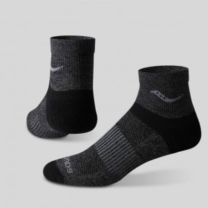 Black Saucony Inferno Merino Wool Blend Quarter 3-Pack Men's Socks | USA MSDLHJ