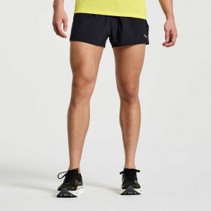 Black Saucony Outpace 2.5" Split Men's Shorts | USA ZPYRAE