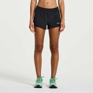 Black Saucony Outpace 2.5" Split Women's Shorts | USA VHFLSD