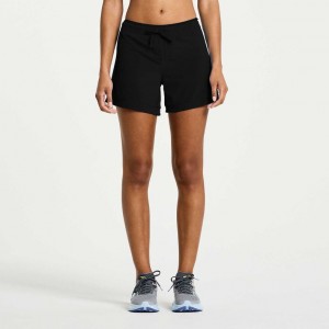 Black Saucony Outpace 5" Women's Shorts | USA ZVBEXO