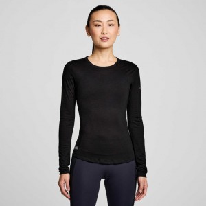 Black Saucony Peregrine Merino Long Sleeve Women's T-Shirt | USA CYVWPN