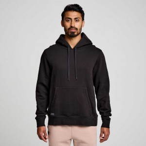 Black Saucony Recovery Men's Hoodie | USA KSMQFN