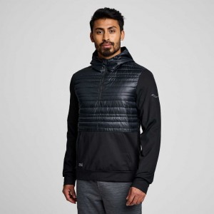 Black Saucony Solstice Oysterpuff Men's Hoodie | USA NMSVZQ