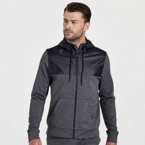 Black Saucony Solstice Zip Men's Hoodie | USA PWDTAF