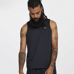 Black Saucony Stopwatch Men's Singlet | USA JMHREZ