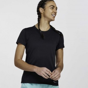 Black Saucony Stopwatch Short Sleeve Women's T-Shirt | USA JCPMAL