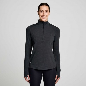 Black Saucony Triumph 3D 1/2 Zip Women's Sweatshirt | USA LNGUZJ