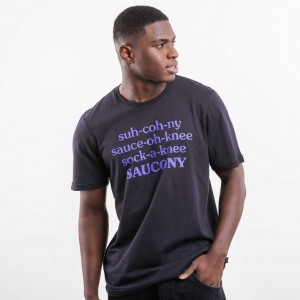 Black Saucony X Frank Cooke Rested Men's T-Shirt | USA EIMGCX