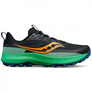 Black / Green Saucony Peregrine 13 Men's Trail Running Shoes | USA ZHESQB