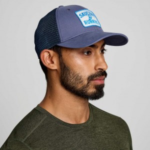 Blue Saucony Adjustable Snap Back Men's Trucker Hats | USA NGILZY