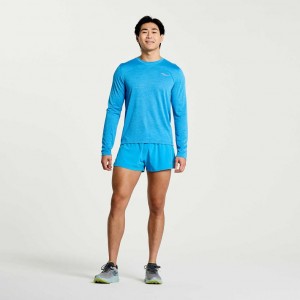 Blue Saucony Stopwatch Long Sleeve Men's T-Shirt | USA ANSOHK