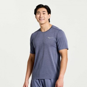 Blue Saucony Stopwatch Short Sleeve Men's T-Shirt | USA KVUZWO