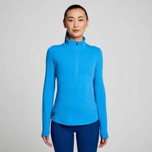 Blue Saucony Triumph 3D 1/2 Zip Women's Sweatshirt | USA YRNBJM