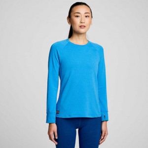 Blue Saucony Triumph 3D Crew Women's Sweatshirt | USA TYMVSQ