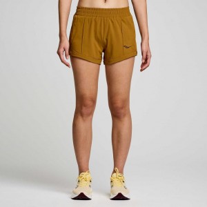 Brown Saucony Outpace 3" Women's Shorts | USA OQFICP