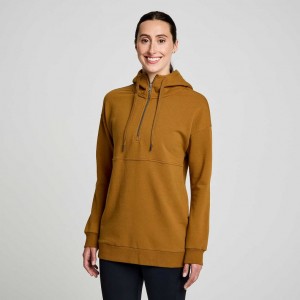 Brown Saucony Recovery Zip Tunic Women's Hoodie | USA VQZRYG