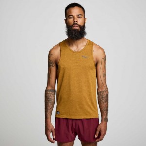 Brown Saucony Stopwatch Men's Singlet | USA SDHBXZ