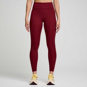 Burgundy Saucony Fortify 7/8 Women's Tight | USA NQCBOL