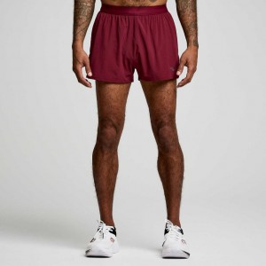 Burgundy Saucony Outpace 2.5" Split Men's Shorts | USA FZNSHV