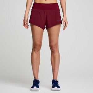 Burgundy Saucony Outpace 2.5" Split Women's Shorts | USA GXUIEV