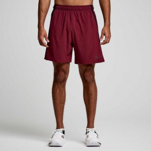 Burgundy Saucony Outpace 7" Men's Shorts | USA BFEKMC