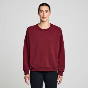 Burgundy Saucony Recovery Crew Women's Sweatshirt | USA EYWGCT