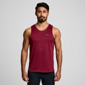 Burgundy Saucony Stopwatch Men's Singlet | USA KTJEGX