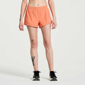 Coral Saucony Outpace 3" Women's Shorts | USA SGJZEU