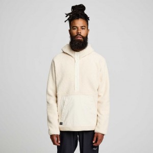 Cream Saucony Recovery Sherpa Pullover Men's Hoodie | USA EHVKWA