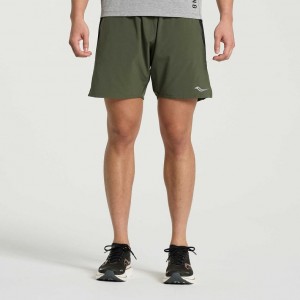 Dark Green Saucony Outpace 7" Men's Shorts | USA OIRFTY