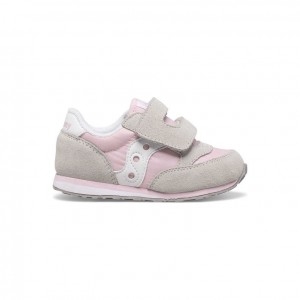 Grey / Pink Saucony Baby Jazz Hook & Loop Little Kids' Sneakers | USA IZXLSY