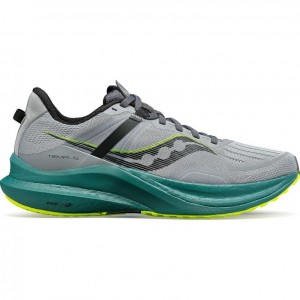 Grey / Turquoise Saucony Tempus Men's Wide Running Shoes | USA TLJUCY