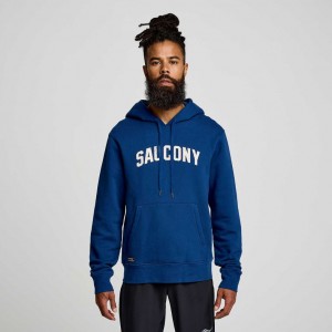 Indigo Saucony Recovery Men's Hoodie | USA SDWEUK