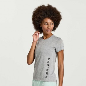 Light Grey Saucony Stopwatch Graphic Short Sleeve Women's T-Shirt | USA FKOUVT