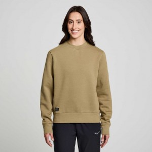 Olive Saucony Recovery Crew Women's Sweatshirt | USA IKURBC