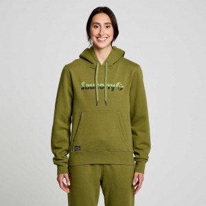 Olive Saucony Recovery Women's Hoodie | USA HRJLWU