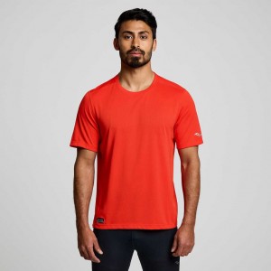 Orange Saucony Stopwatch Short Sleeve Men's T-Shirt | USA MVFLHR