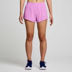 Purple Saucony Outpace 3" Women's Shorts | USA BYZEVR