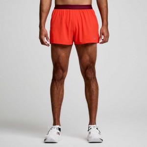 Red Saucony Outpace 2.5" Split Men's Shorts | USA IJWTHS