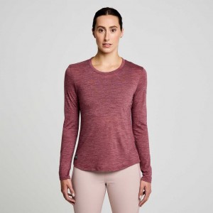 Red Saucony Peregrine Merino Long Sleeve Women's T-Shirt | USA NVUDHS