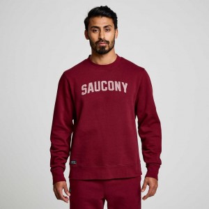 Red Saucony Recovery Crew Men's Sweatshirt | USA YRZPML