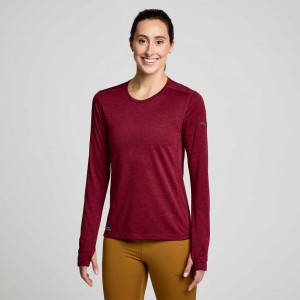 Red Saucony Stopwatch Long Sleeve Women's T-Shirt | USA FEOLID