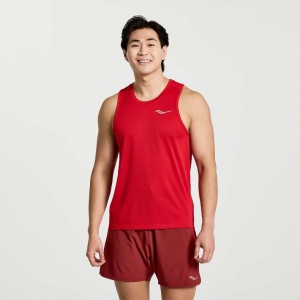 Red Saucony Stopwatch Men's Singlet | USA GNTEDF