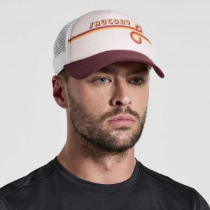 White Saucony Foamie Men's Trucker Hats | USA HXWDIP