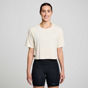 White Saucony Recovery Boxy Women's T-Shirt | USA QOKSHL