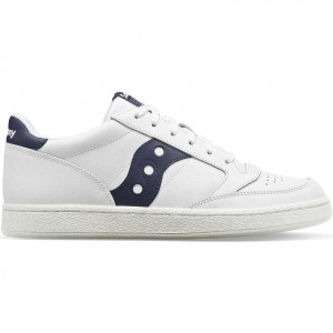 White / Navy Saucony Jazz Court PU Men's Sneakers | USA ZQGVJR